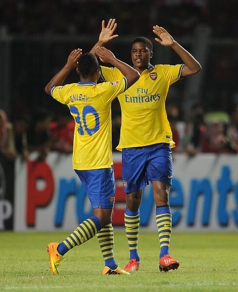 Arsenal Stars: Chuba Akpom and Serge Gnabry Celebrate Goal Against Indonesia All-Stars