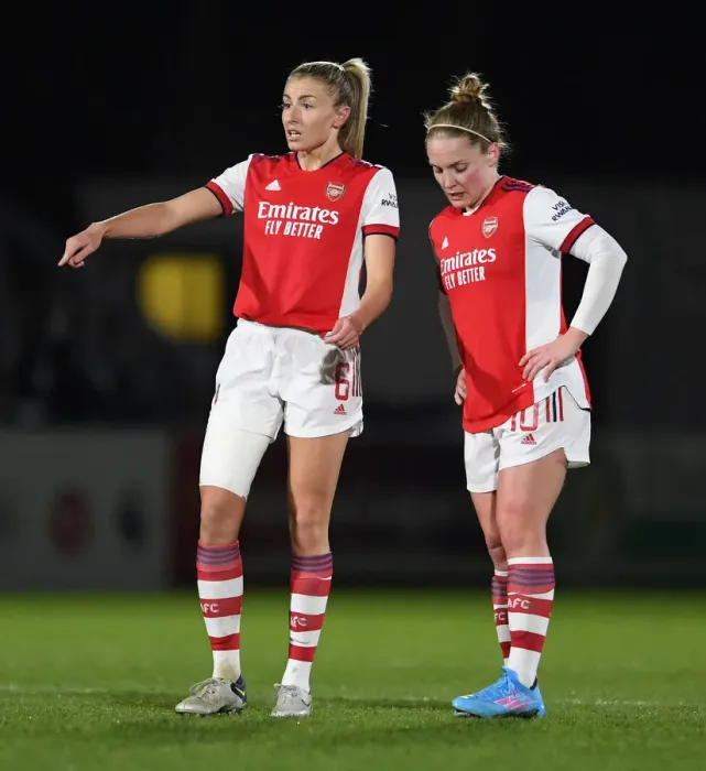 Framed Print : Arsenal Stars Clash: Leah Williamson vs. Kim Little - Arsenal Women vs. Brighton Hove Albion Women: FA WSL Showdown