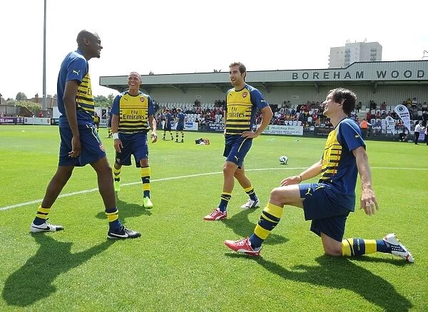 Arsenal Stars: Diaby, Gibbs, Flamini, Rosicky Training at Boreham Wood (2014)