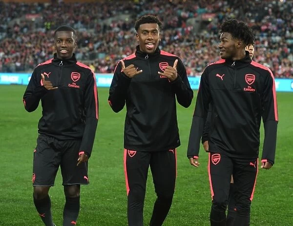 Arsenal Stars Eddie Nketiah, Alex Iwobi, and Ainsley Maitland-Niles Before Sydney FC Friendly
