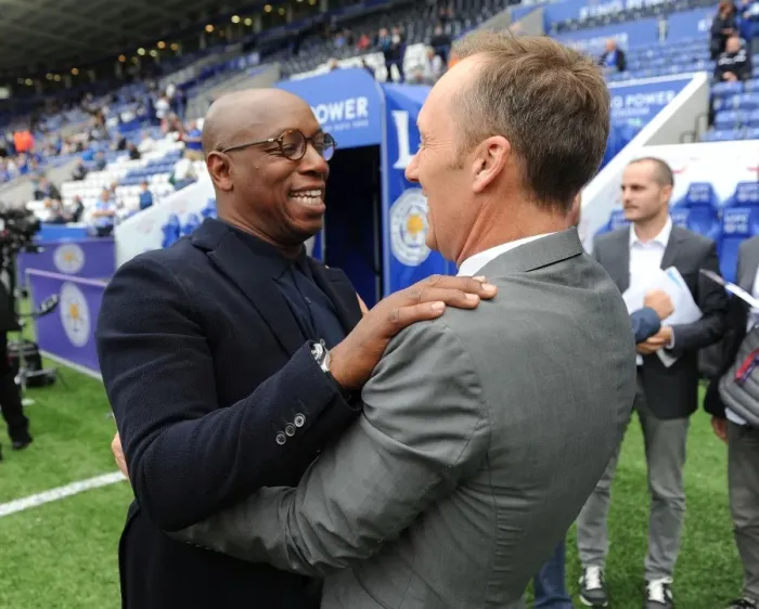 Framed Print : Former Arsenal Stars Lee Dixon and Ian Wright Reunite Before Leicester City vs Arsenal Match