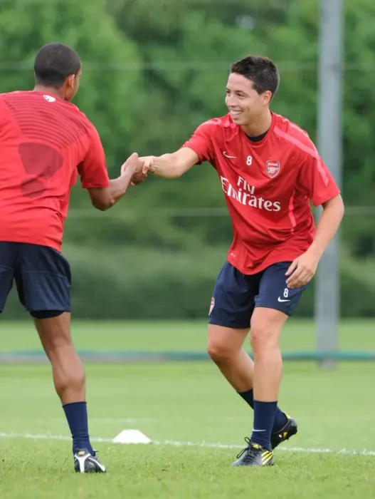 Framed Print : Arsenal Stars: Nasri and Walcott in Training at London Colney, 2010