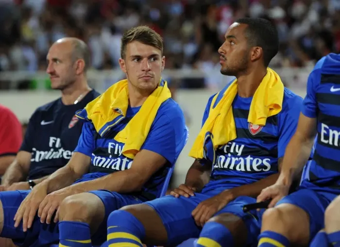 Framed Print : Arsenal Stars Ramsey and Walcott on the Bench during Vietnam Friendly, 2013 Framed Print : Arsenal Stars Ramsey and Walcott on the Bench during Vietnam Friendly, 2013