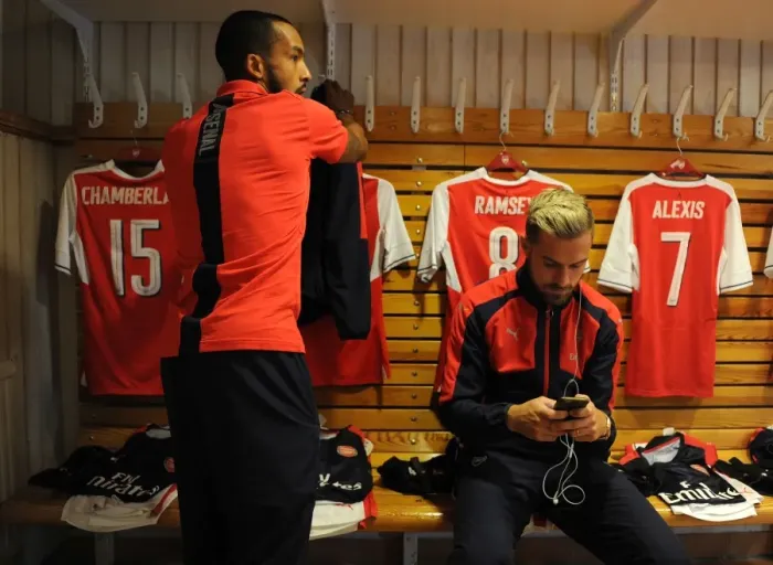 Framed Print : Arsenal Stars Ramsey and Walcott: Pre-Season Unity Before Arsenal vs Manchester City (2016-17)