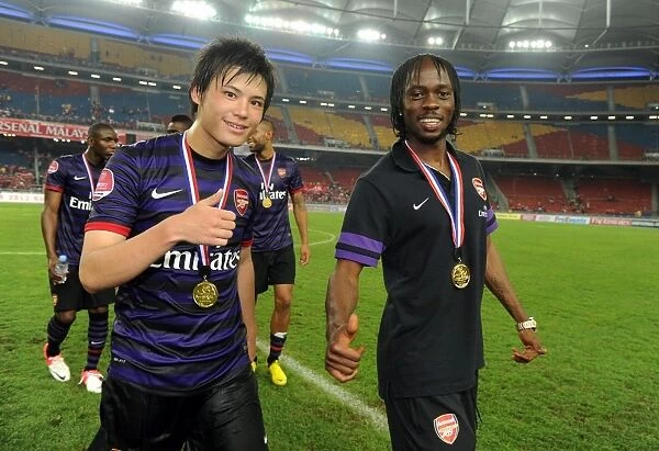 Arsenal Stars Ryo Miyaichi and Gervinho Post-Match in Kuala Lumpur, 2012
