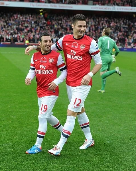 Arsenal Stars Santi Cazorla and Olivier Giroud Before Arsenal v Fulham, 2012-13 Premier League