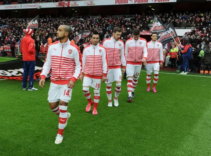 Framed Print : Arsenal Starters: Walcott, Cazorla, Ramsey, Giroud, Ozil - Arsenal v Aston Villa, Premier League 2014-15