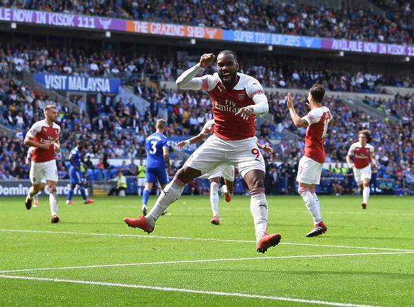 Arsenal Strikers Alex Lacazette and Pierre-Emerick Aubameyang Celebrate Goal Scoring Partnership in Premier League Match (2018-19)