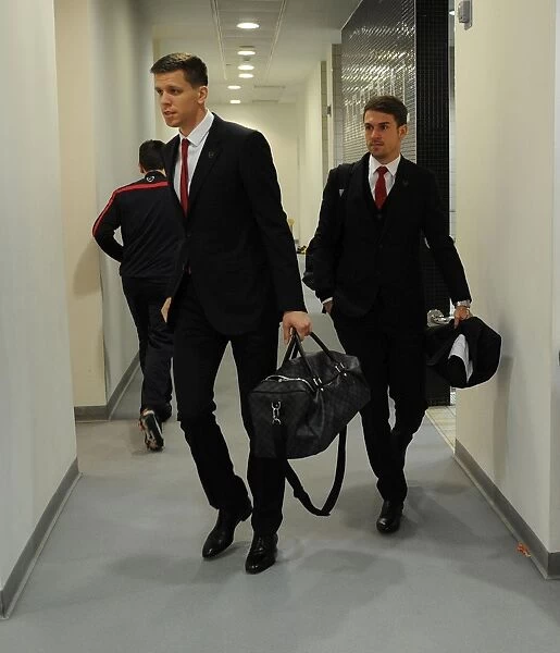 Arsenal: Szczesny and Ramsey in the Changing Room before Arsenal v Southampton (2013-14)