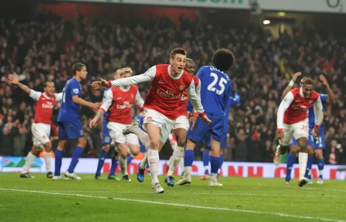 Framed Print : Arsenal Takes the Lead: Koscielny's Goal Against Everton (2011) Framed Print : Arsenal Takes the Lead: Koscielny's Goal Against Everton (2011)