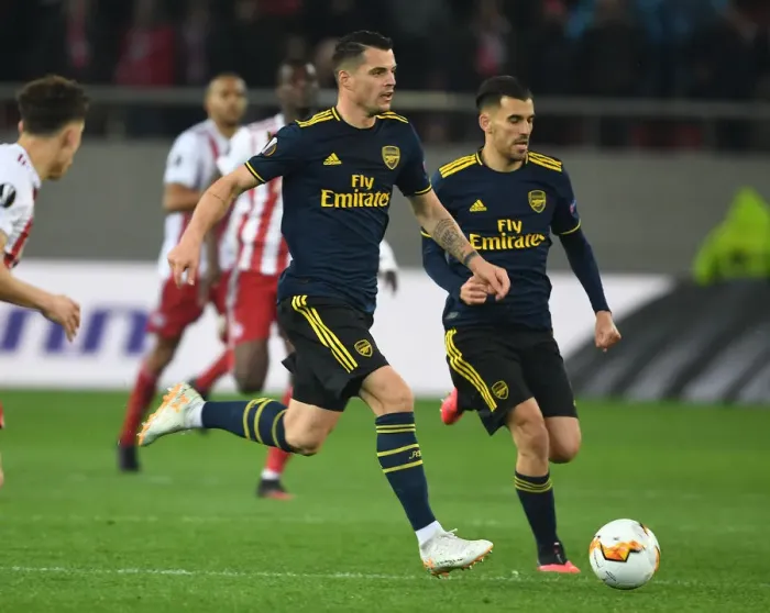 Framed Print : Arsenal Takes on Olympiacos in Europa League: First Leg (2020) - Action Shot at Karaiskakis Stadium, Piraeus, Greece