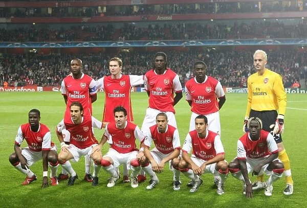 Arsenal team line up before the match