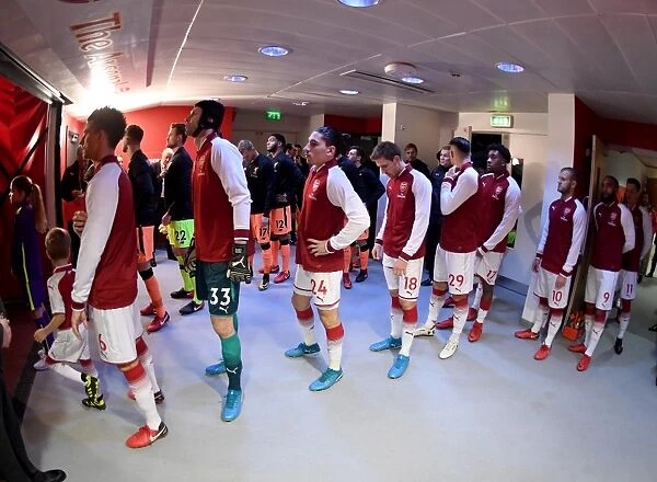 The Arsenal team line up before the match. Arsenal 3: 3 Liverpool. Premier League