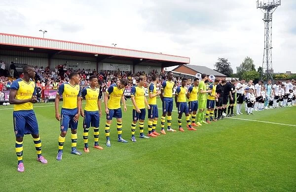 The Arsenal team line up before the match. Boreham Wood 0: 2 Arsenal. Pre Season Friendly