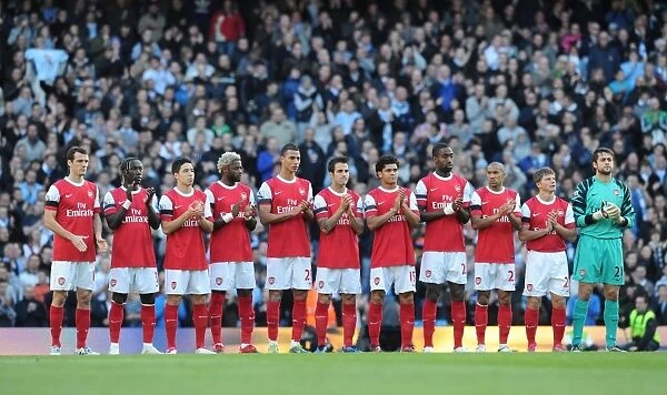 The Arsenal team line up before the match. Manchester City 0: 3 Arsenal
