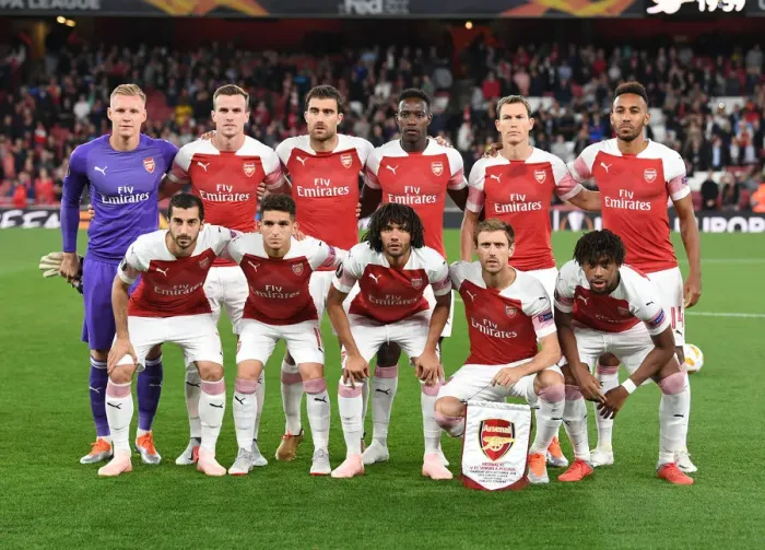 Framed Print : Arsenal Team Line-up vs Vorskla Poltava in Europa League Match at Emirates Stadium