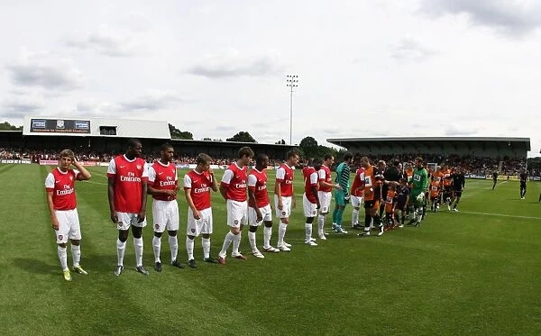 The Arsenal team lines up before the match. Barnet 0: 4 Arsenal. Pre Season Friendly