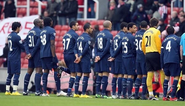 The Arsenal team lines up before the match. Stoke City 3: 1 Arsenal. FA Cup 4th Round