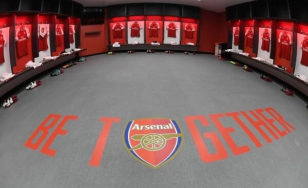 Arsenal Team Unity: Huddle in the Changing Room Before the FA Community Shield (Arsenal vs. Chelsea, 2017-18)