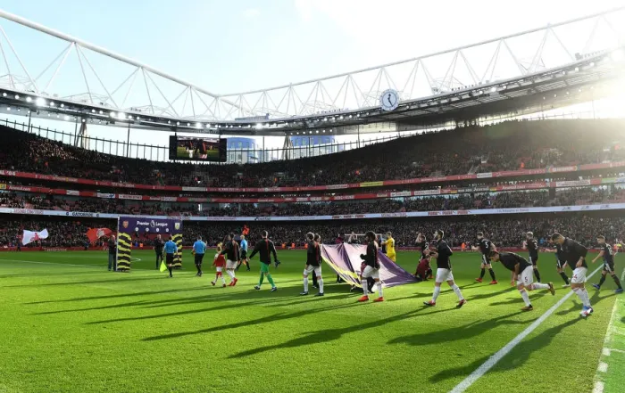 Framed Print : Arsenal Team Walks Out at Emirates Stadium Before Clash Against Burnley (2018-19)