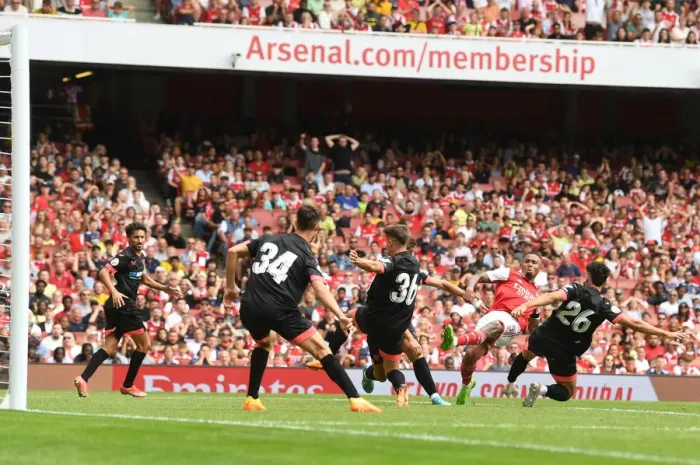 Framed Print : Arsenal Thrash Sevilla 5-1: Gabriel Jesus Scores Brace in Emirates Cup 2022