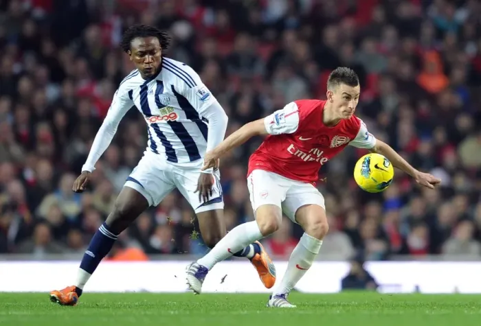 Framed Print : Arsenal Thrash West Brom 3-0: Koscielny's Dominance Over Tchoyi Framed Print : Arsenal Thrash West Brom 3-0: Koscielny's Dominance Over Tchoyi