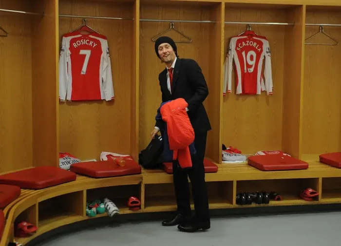 Framed Print : Arsenal: Tomas Rosicky in the Home Changing Room before Arsenal vs. Queens Park Rangers (2014-15) Framed Print : Arsenal: Tomas Rosicky in the Home Changing Room before Arsenal vs. Queens Park Rangers (2014-15)