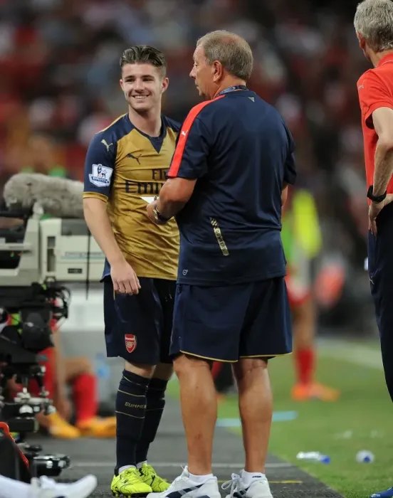 Framed Print : Arsenal Training: Dan Crowley and Vic Akers Prepare for Arsenal v Singapore XI
