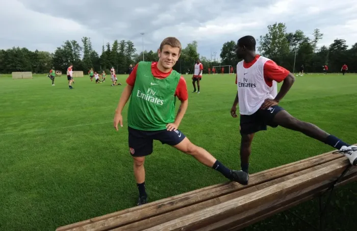 Framed Print : Arsenal Training: Jack Wilshere and Emmanuel Frimpong at Bad Waltersdorf, 2010