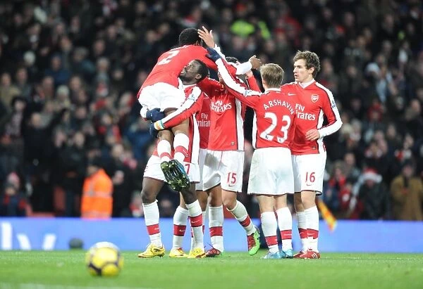 Arsenal Triumph: Abou Diaby, Walcott, Eboue, Ramsey, Arshavin Celebrate 3rd Goal vs. Hull City (3:0)