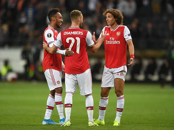 Arsenal Triumph: Aubameyang, Chambers, and Luiz Celebrate Europa League Victory over Eintracht Frankfurt