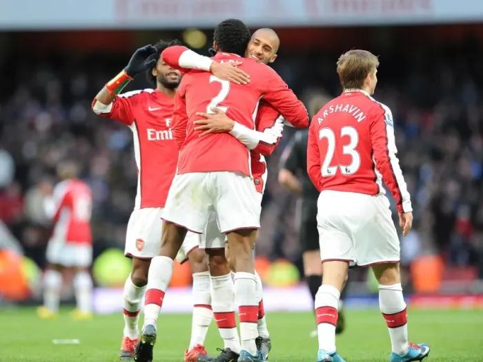 Framed Print : Arsenal Triumph: Diaby, Traore, Song, and Arshavin Celebrate 3-0 Over Aston Villa Framed Print : Arsenal Triumph: Diaby, Traore, Song, and Arshavin Celebrate 3-0 Over Aston Villa