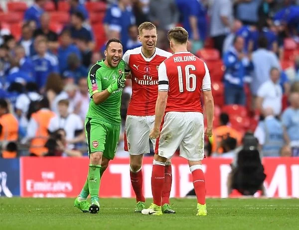 Arsenal Triumph in FA Cup Final: Ospina, Mertesacker, and Holding Celebrate