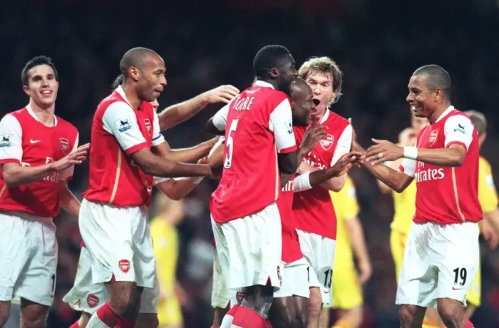 Framed Print : Arsenal Triumph: Gallas, Van Persie, Henry, Toure, Hleb, and Gilberto Celebrate 3:0 Win Over Liverpool Framed Print : Arsenal Triumph: Gallas, Van Persie, Henry, Toure, Hleb, and Gilberto Celebrate 3:0 Win Over Liverpool
