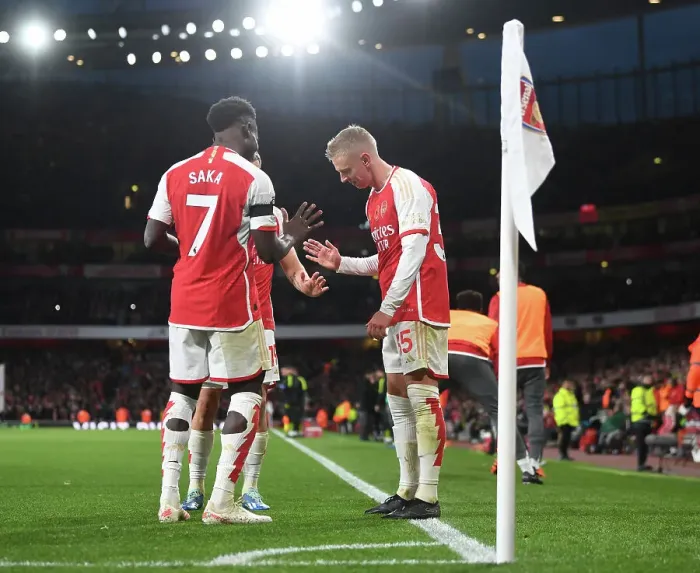 Framed Print : Arsenal Triumph: Zinchenko, Trossard, and Saka's Double Strike Celebration vs Burnley (2023-24) Framed Print : Arsenal Triumph: Zinchenko, Trossard, and Saka's Double Strike Celebration vs Burnley (2023-24)