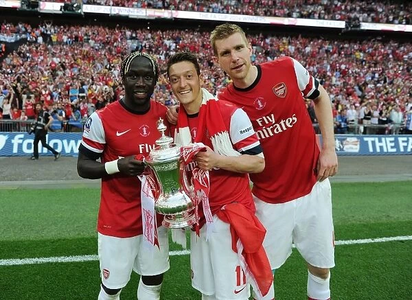 Arsenal Triumphs in FA Cup Final: Ozil, Mertacker, and Sagna's Jubilant Celebration (2014)