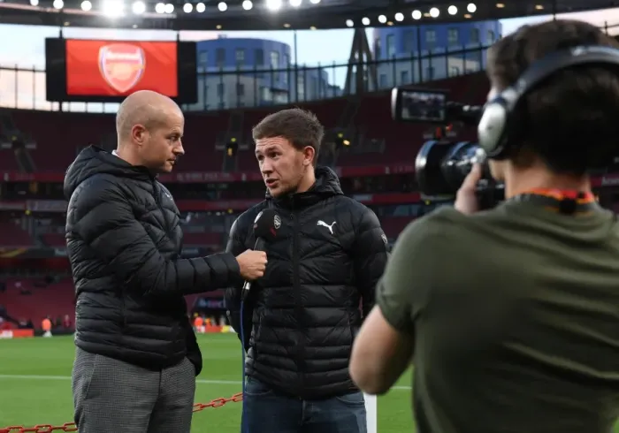 Framed Print : Arsenal Triumphs Over FC Cologne 3-1 in Europa League: Chris Harris and Nik Brumsack Celebrate at Emirates Stadium Framed Print : Arsenal Triumphs Over FC Cologne 3-1 in Europa League: Chris Harris and Nik Brumsack Celebrate at Emirates Stadium