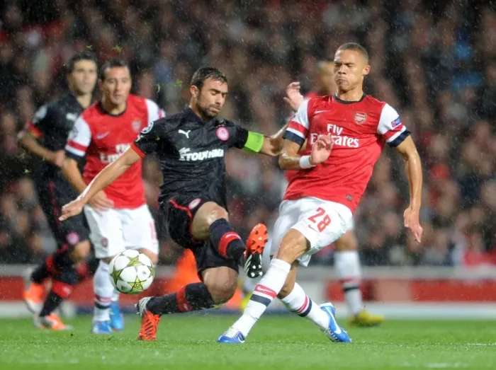 Framed Print : Arsenal Triumphs Over Olympiacos: Kieran Gibbs Scores in a 3-1 UEFA Champions League Victory Framed Print : Arsenal Triumphs Over Olympiacos: Kieran Gibbs Scores in a 3-1 UEFA Champions League Victory