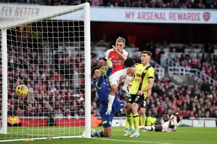 Framed Print : Arsenal Trossard Strikes First: Arsenal FC vs Burnley FC, Premier League 2023-24 Framed Print : Arsenal Trossard Strikes First: Arsenal FC vs Burnley FC, Premier League 2023-24