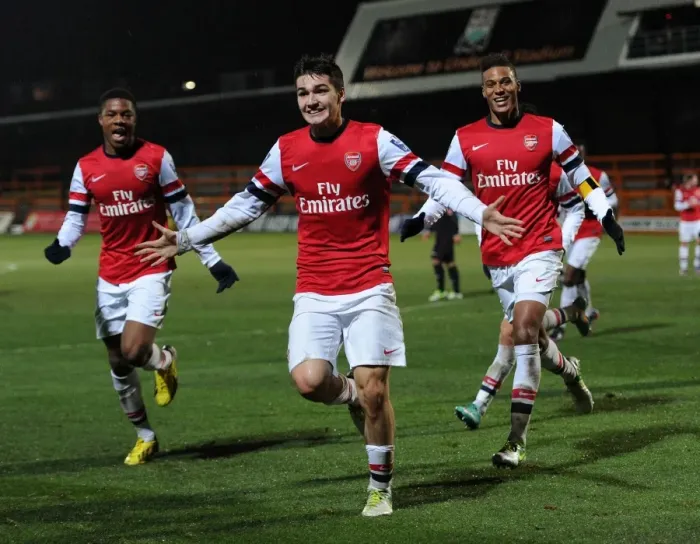 Framed Print : Arsenal U19 Trio: Toral, Akpom, Angha Celebrate Goals Against Athletico Bilbao in NextGen Series Framed Print : Arsenal U19 Trio: Toral, Akpom, Angha Celebrate Goals Against Athletico Bilbao in NextGen Series