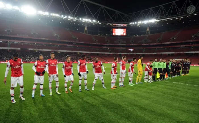 Framed Print : Arsenal U19 vs. CSKA U19 - NextGen Series Quarterfinals: Teams Line Up at Emirates Stadium
