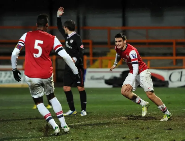 Framed Print : Arsenal U19s Triumph: Jon Toral and Martin Angha Celebrate Goals Against Athletico Bilbao U19 - NextGen Series Framed Print : Arsenal U19s Triumph: Jon Toral and Martin Angha Celebrate Goals Against Athletico Bilbao U19 - NextGen Series