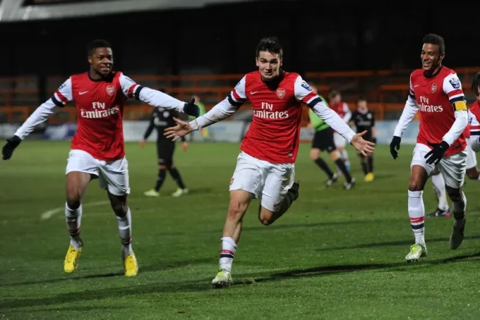 Framed Print : Arsenal U19s in Victory: Toral, Akpom, Angha Celebrate Goals vs. Athletico Bilbao in NextGen Series Framed Print : Arsenal U19s in Victory: Toral, Akpom, Angha Celebrate Goals vs. Athletico Bilbao in NextGen Series