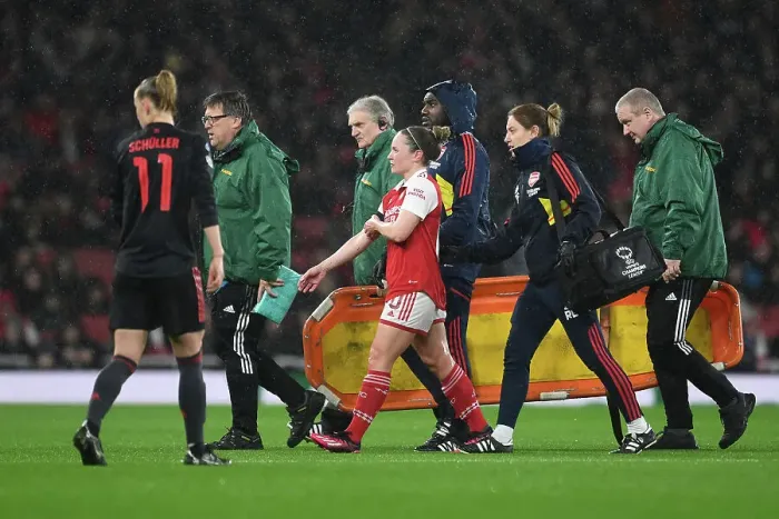 Framed Print : Arsenal v Bayern Munich: Kim Little's Injury Marrs Quarter-Final Showdown in UEFA Women's Champions League Framed Print : Arsenal v Bayern Munich: Kim Little's Injury Marrs Quarter-Final Showdown in UEFA Women's Champions League