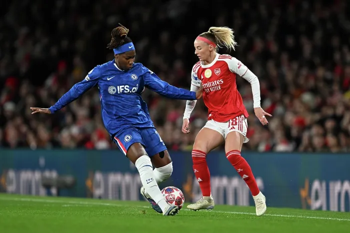 Framed Print : Arsenal v Chelsea - UEFA Women's Champions League 2025 / 26 Quarter-finals First Leg