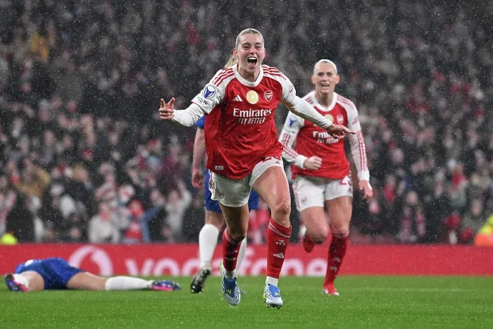Framed Print : Arsenal v Chelsea - UEFA Women's Champions League 2025 / 26 Quarter-finals First Leg Arsenal v Chelsea - UEFA Women's Champions League 2025 / 26 Quarter-finals First Leg