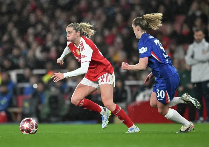 Framed Print : Arsenal v Chelsea - UEFA Women's Champions League 2025 / 26 Quarter-finals First Leg Arsenal v Chelsea - UEFA Women's Champions League 2025 / 26 Quarter-finals First Leg