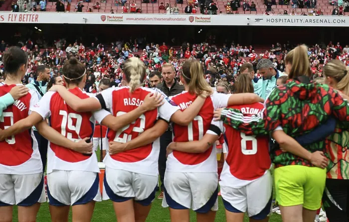 Framed Print : Arsenal v Manchester City - Barclays Women's Super League LONDON, ENGLAND - SEPTEMBER 22: during the Barclays Women's Super League match between Arsenal and Manchester City at Emirates Stadium on September 22, 2024 in London, England