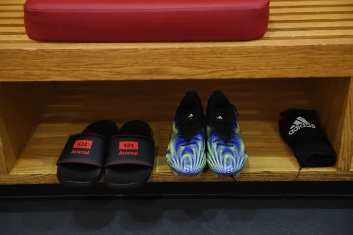 Framed Print : Arsenal v Tottenham Hotspur: Kieran Tierney's Empty Emirates Boots - Premier League 2021 (Behind Closed Doors) Framed Print : Arsenal v Tottenham Hotspur: Kieran Tierney's Empty Emirates Boots - Premier League 2021 (Behind Closed Doors)