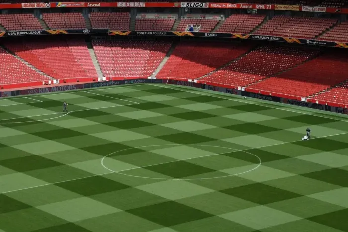 Framed Print : Arsenal v Valencia: Preparing the Turf for the UEFA Europa League Semi-Final Showdown Framed Print : Arsenal v Valencia: Preparing the Turf for the UEFA Europa League Semi-Final Showdown